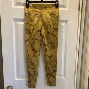 Gymshark Yellow Brown Camo Leggings